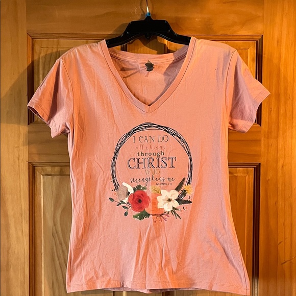 Next Level Apparel Tops - Next Level Apparel Peach Graphic V-Neck T-Shirt